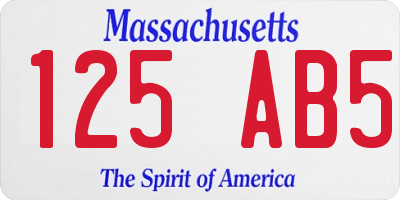 MA license plate 125AB5