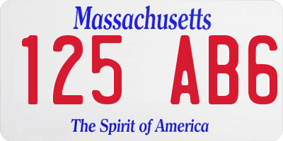 MA license plate 125AB6
