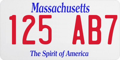 MA license plate 125AB7