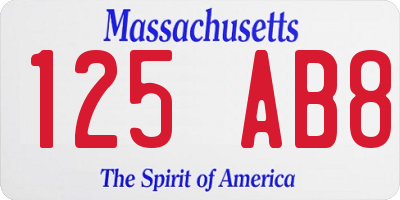 MA license plate 125AB8
