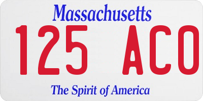 MA license plate 125AC0