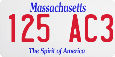 MA license plate 125AC3