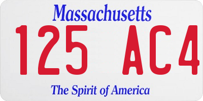 MA license plate 125AC4