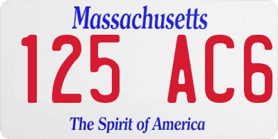 MA license plate 125AC6