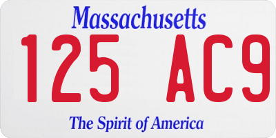 MA license plate 125AC9