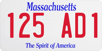 MA license plate 125AD1