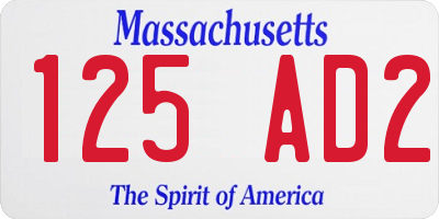 MA license plate 125AD2