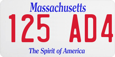 MA license plate 125AD4