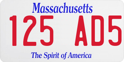 MA license plate 125AD5