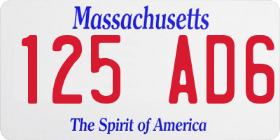 MA license plate 125AD6