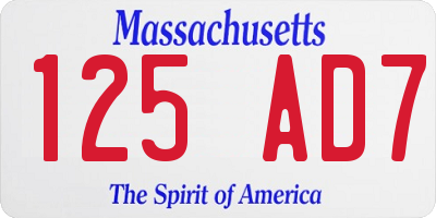 MA license plate 125AD7