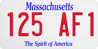 MA license plate 125AF1