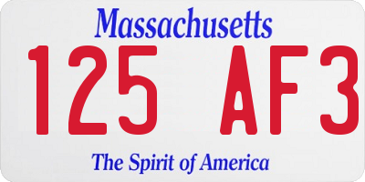 MA license plate 125AF3