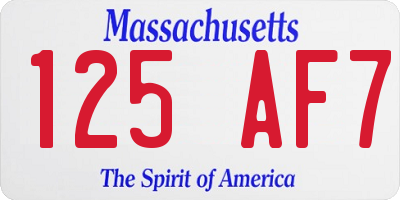 MA license plate 125AF7