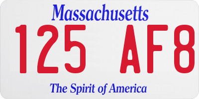 MA license plate 125AF8