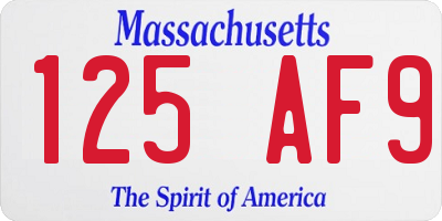 MA license plate 125AF9