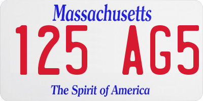 MA license plate 125AG5