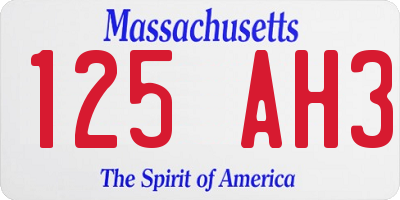 MA license plate 125AH3