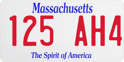 MA license plate 125AH4