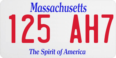 MA license plate 125AH7