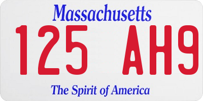 MA license plate 125AH9