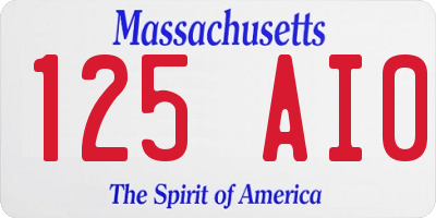 MA license plate 125AI0