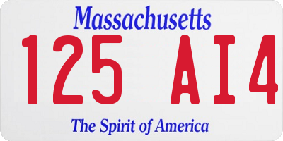 MA license plate 125AI4