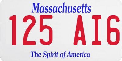 MA license plate 125AI6