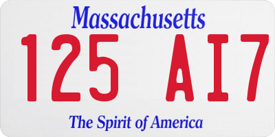 MA license plate 125AI7