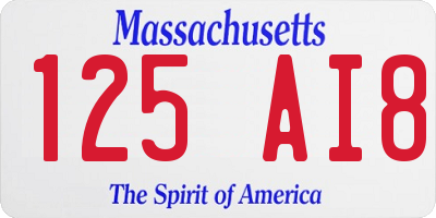 MA license plate 125AI8