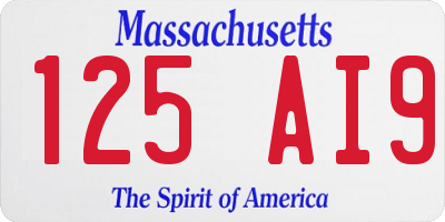 MA license plate 125AI9