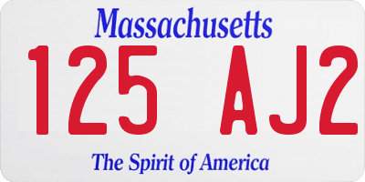 MA license plate 125AJ2