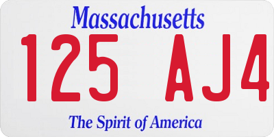 MA license plate 125AJ4