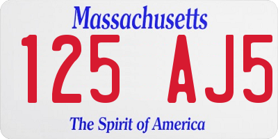 MA license plate 125AJ5