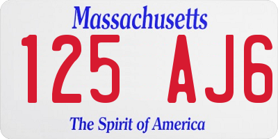 MA license plate 125AJ6