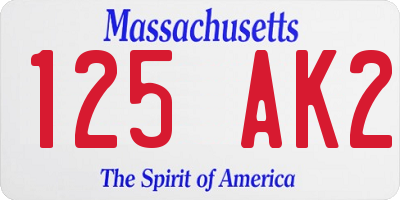 MA license plate 125AK2