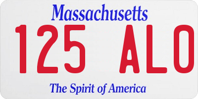 MA license plate 125AL0