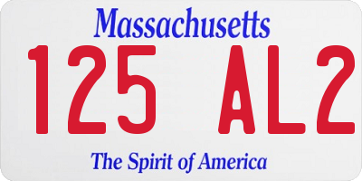 MA license plate 125AL2