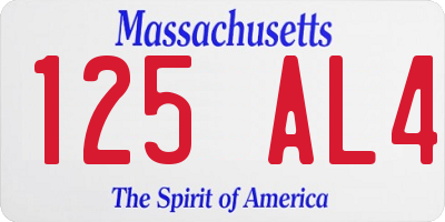 MA license plate 125AL4
