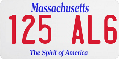 MA license plate 125AL6