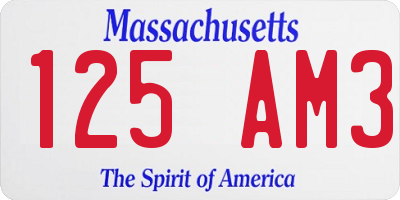MA license plate 125AM3