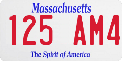MA license plate 125AM4