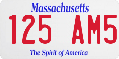 MA license plate 125AM5