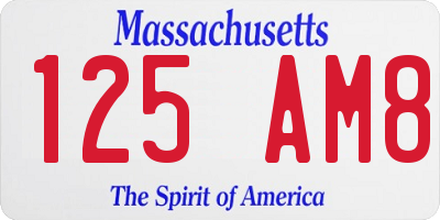 MA license plate 125AM8