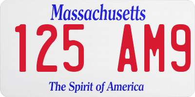 MA license plate 125AM9