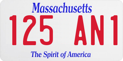 MA license plate 125AN1