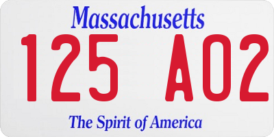 MA license plate 125AO2