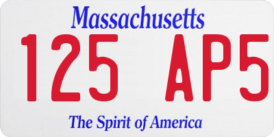 MA license plate 125AP5