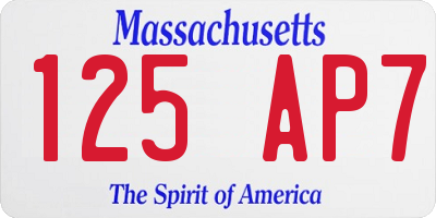 MA license plate 125AP7