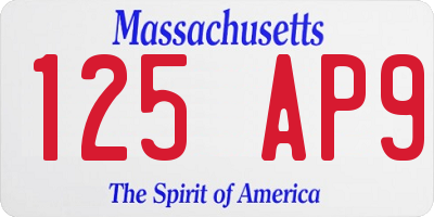 MA license plate 125AP9
